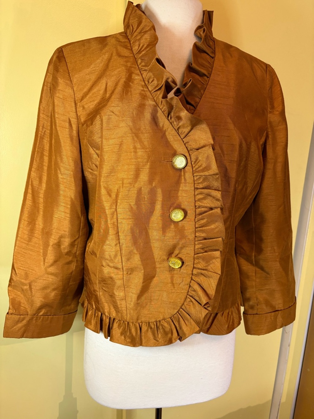 Nicolette Ruffle-Trim Jacket in Burnt Orange